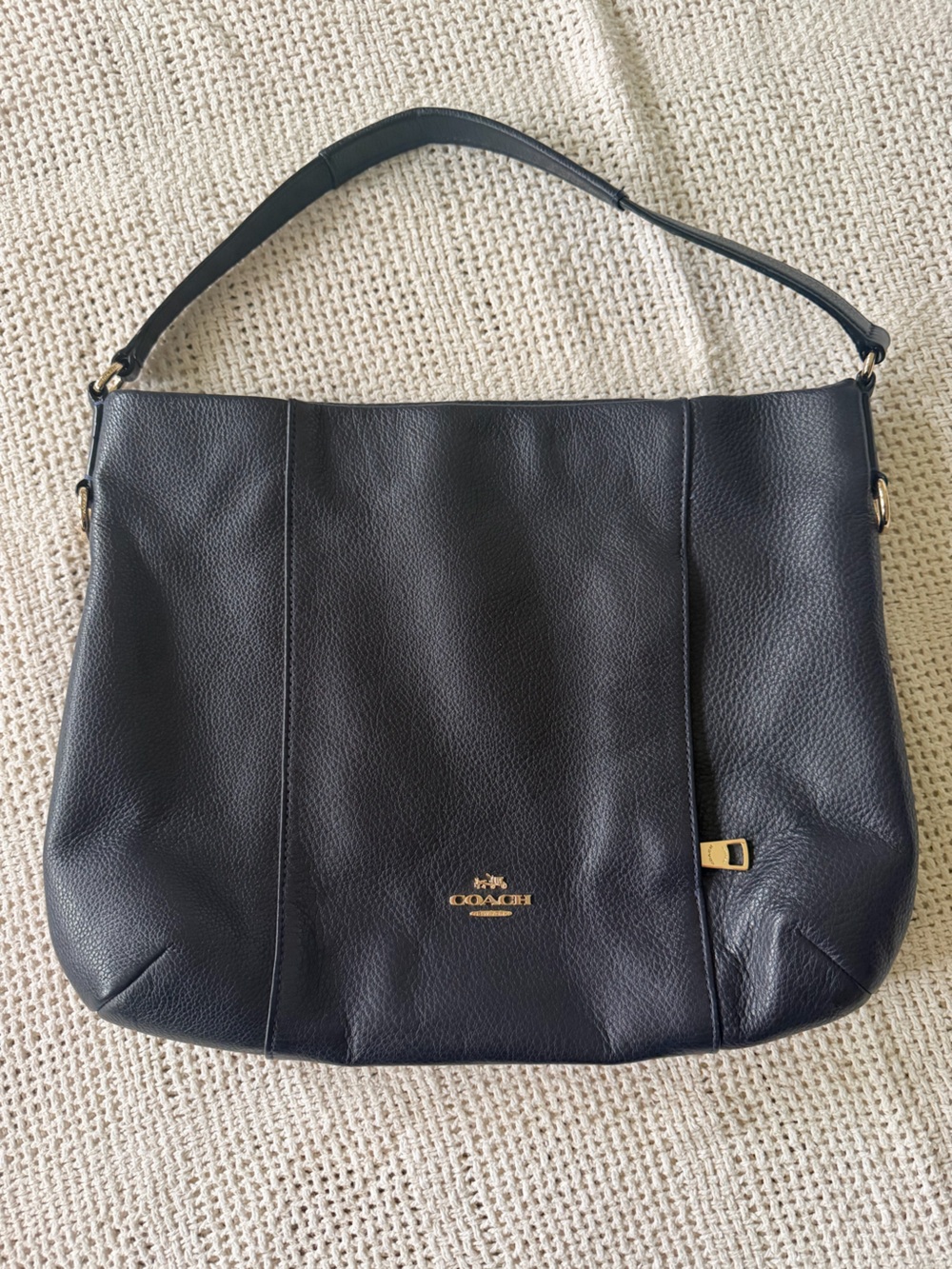 Coach F35809 Isabelle Shoulder Bag in Midnight Blue Pebbled Leather